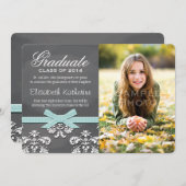 アクア·ボウ·チャルクボード·レースの卒業発表 招待状 (正面/裏面)