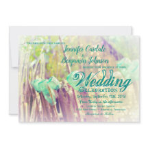 アクア メイソンジャー フェンスポスト ウェディング インビテーション