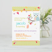 アクア/ライム オウルのパーソナライズされた誕生日パーティー 招待状 (スタンド正面)