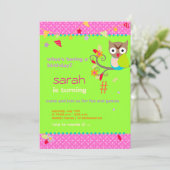アクア/ライム オウルのパーソナライズド バースデーパーティー 招待状 (スタンド正面)