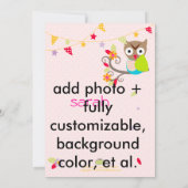 アクア/ライム オウルのパーソナライズド バースデーパーティー 招待状 (裏面)