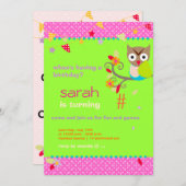 アクア/ライム オウルのパーソナライズド バースデーパーティー 招待状 (正面/裏面)