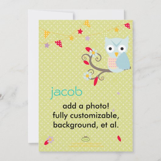 アクア/ライム·フクパーソナライズされたロウ誕生日パーティー 招待状 (裏面)