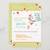 アクア/ライム·フクパーソナライズされたロウ誕生日パーティー 招待状 (正面/裏面)