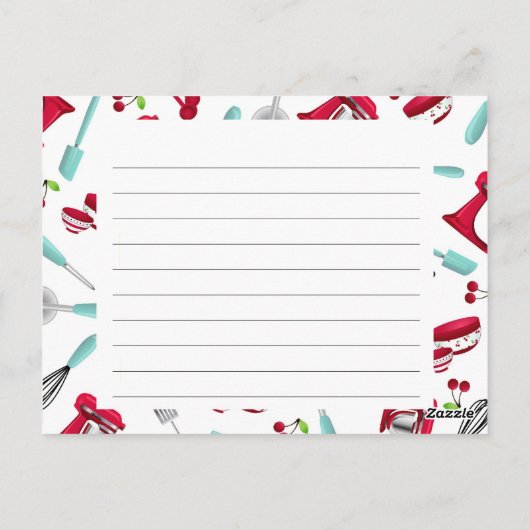 アクア&レッドキッチンガジェットレシピカード ポストカード (裏面)