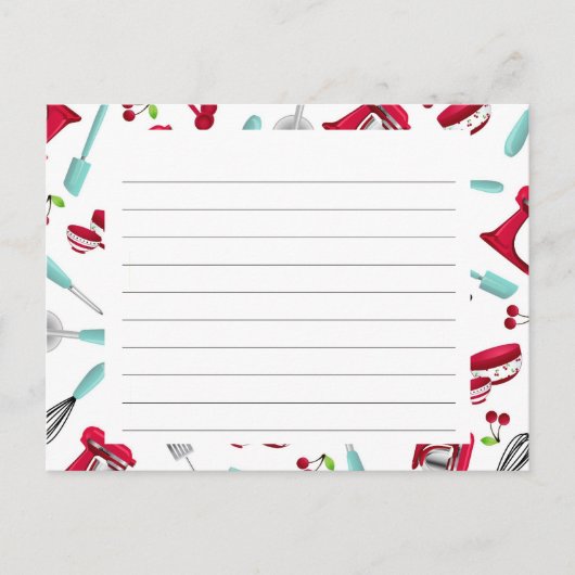 アクア&レッドキッチンガジェットレシピカード ポストカード (正面)