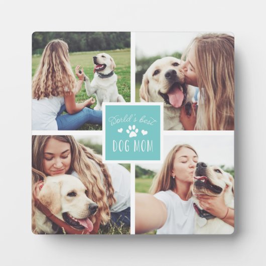 アクア |世界の犬最高の母の写真コラージュ フォトプラーク (正面)
