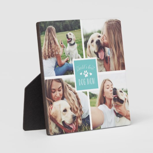 アクア |世界の犬最高の母の写真コラージュ フォトプラーク (正面)