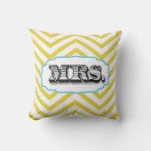 アクア&任意の色ミセス花嫁ジグザグパターンピロー クッション (正面)
