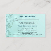 アクア《写真》ぼけ味フローラスワールギフト証明書テンプレート 割引カード (裏面)