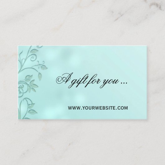 アクア《写真》ぼけ味フローラスワールギフト証明書テンプレート 割引カード (正面)