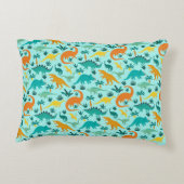 アクア |可愛いカラフル恐竜のパターン子供の名前 アクセントクッション (裏面)