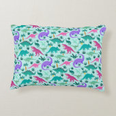 アクア |可愛いカラフル恐竜のパターン子供の名前 アクセントクッション (裏面)