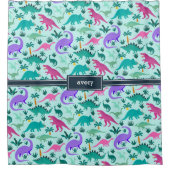 アクア |可愛いカラフル恐竜のパターン子供の名前 シャワーカーテン (正面)