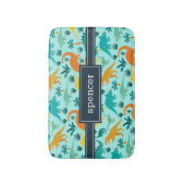 アクア |可愛いカラフル恐竜のパターン子供の名前 バスマット (正面縦)