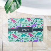 アクア |可愛いカラフル恐竜のパターン子供の名前 バスマット