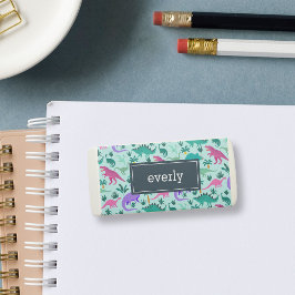 アクア |可愛いカラフル恐竜のパターン子供の名前 消しゴム