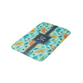 アクア |可愛いカラフル恐竜の柄キッドモノグラム バスマット (アングル)