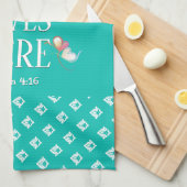 アクア |愛はここに住む |カスタマイズスタイリッシュ可能 キッチンタオル (四つ折り)