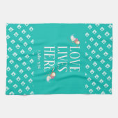 アクア |愛はここに住む |カスタマイズスタイリッシュ可能 キッチンタオル (横)