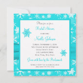 アクア、水、灰色の雪の結晶 ブライダルシャワーの招待状 招待状 (裏面)