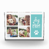 アクア |犬のママPawprintコラージュ フォトブロック (正面)