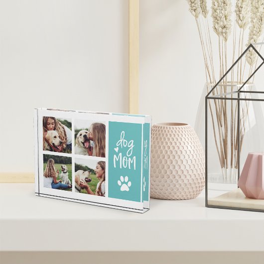 アクア |犬のママPawprintコラージュ フォトブロック