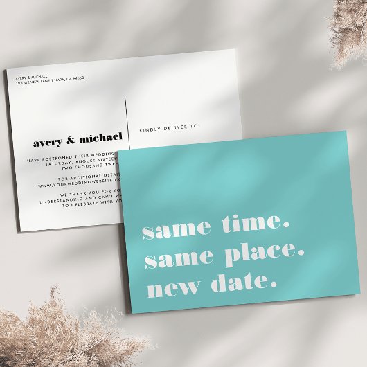 アクア | 現代の結婚式延期のお知らせ 案内ポストカード