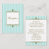 アクア、白い金ゴールドストライプがエンクロージャカードをスクロール エンクロージャーカード (正面/裏面)