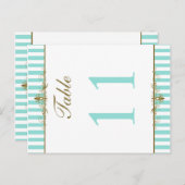 アクア、白い金ゴールドストライプがテーブル番号カードをスクロール ポストカード (正面/裏面)