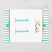 アクア、白い金ゴールドストライプがテーブル番号カードをスクロール ポストカード (裏面)