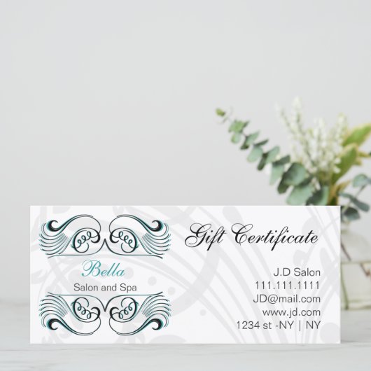 アクア，白黒シックなギフト証明書 (スタンド正面)