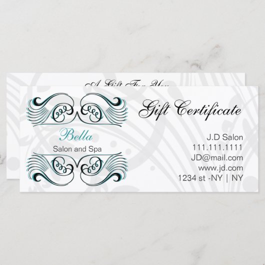 アクア，白黒シックなギフト証明書 (正面/裏面)