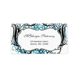 アクア、白黒シックなビジネス住所 シール