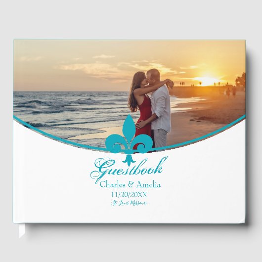 アクア(紋章の)フラ・ダ・リフォトウェディングデイゲストブック ゲストブック (正面)