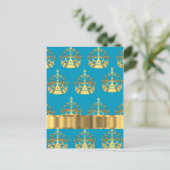 アクア&金ゴールドクラウンパターン ポストカード (スタンド正面)