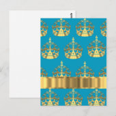 アクア&金ゴールドクラウンパターン ポストカード (正面/裏面)