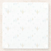 アクア、金ゴールドスターバストミッドセンチュリーパターン ガラスコースター (裏面)