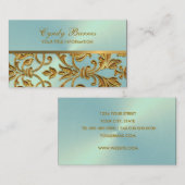 アクア(金ゴールドダマスク付き) 名刺 (正面/裏面)