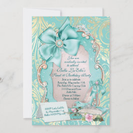 アクア&金ゴールドプリンセススウィート16招待状 招待状