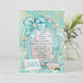 アクア&金ゴールドプリンセススウィート16招待状 招待状 (スタンド正面)