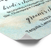 アクア&金ゴールド水彩ビーチシグネチャードリンクサイン ポスター (角)