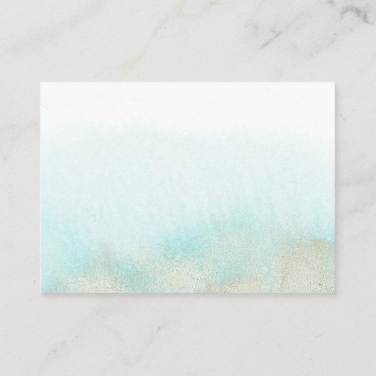 アクア・金ゴールド水彩ビーチ結婚式サイト エンクロージャーカード (裏面)