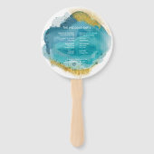 アクア&金ゴールド水結婚色のセレモニー ハンドファン (裏面)