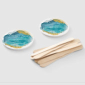 アクア&金ゴールド水結婚色のセレモニー ハンドファン (組立なし)