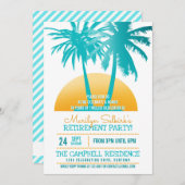 アクア│金ゴールド熱帯性退職パーティの招待状 招待状 (正面/裏面)