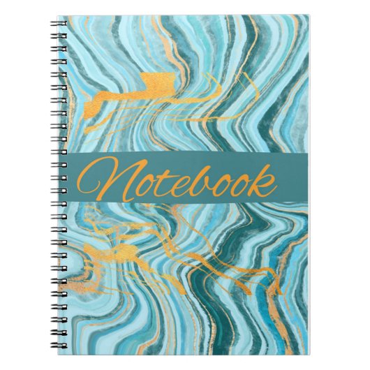 アクア・金ゴールド・カラー・ノート ノートブック (正面)
