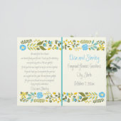 アクア、黄色のフローラ縁どウェディングプログラム (スタンド正面)