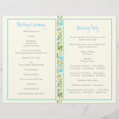 アクア、黄色のフローラ縁どウェディングプログラム (裏面)