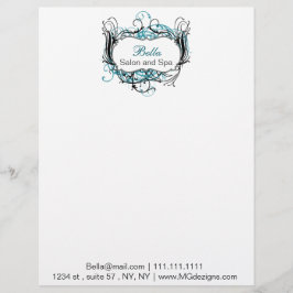 アクア、黒と白のシックなビジネスのレターヘッド レターヘッド